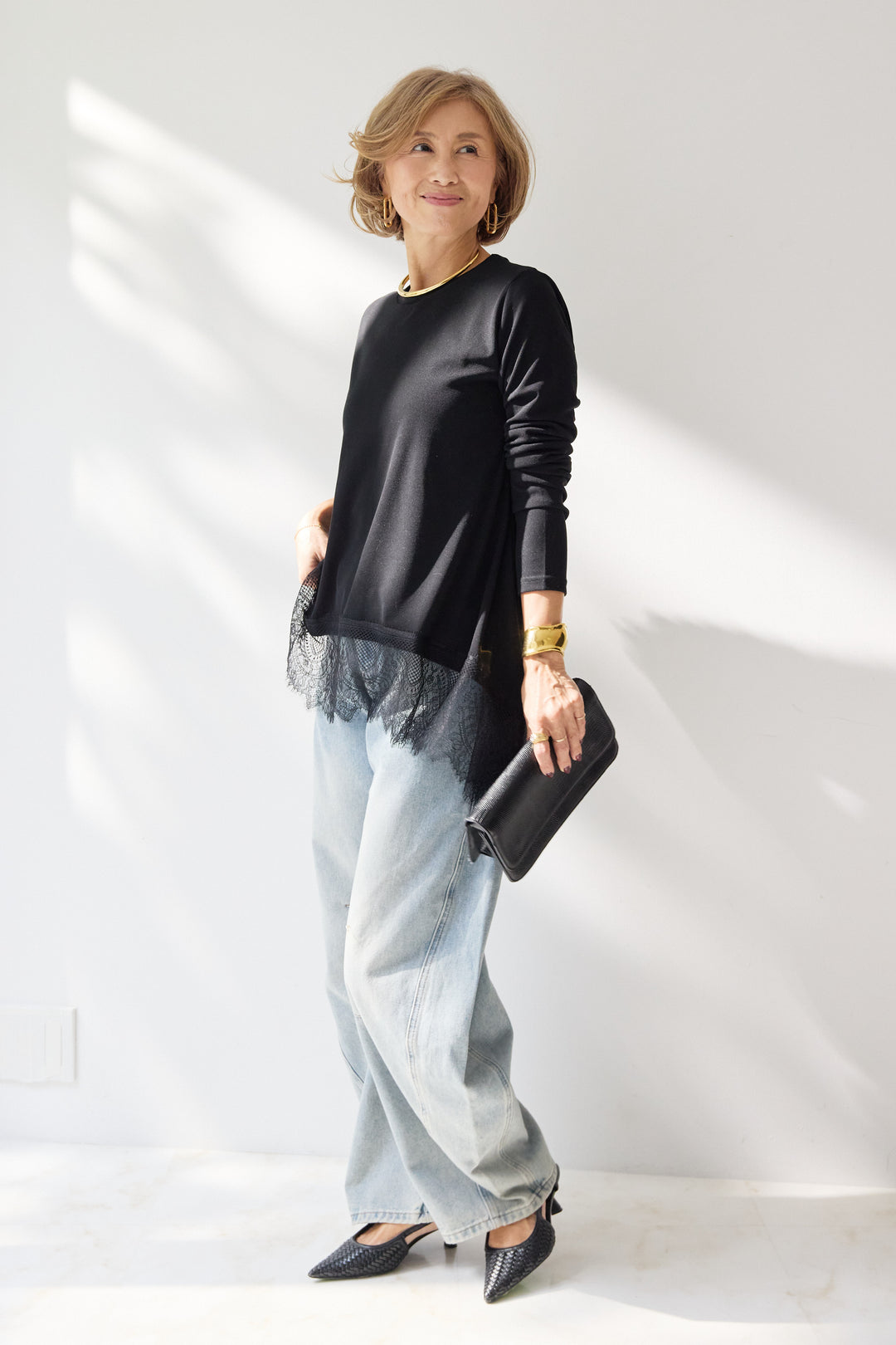 レース切替カットソー