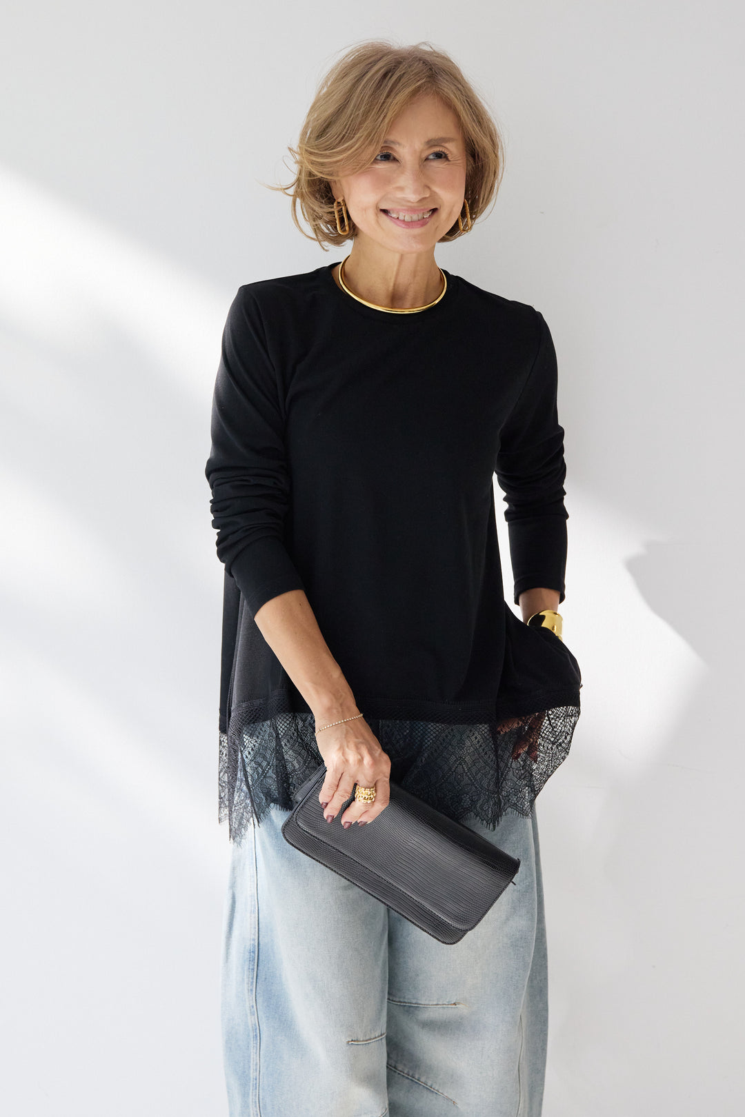 レース切替カットソー