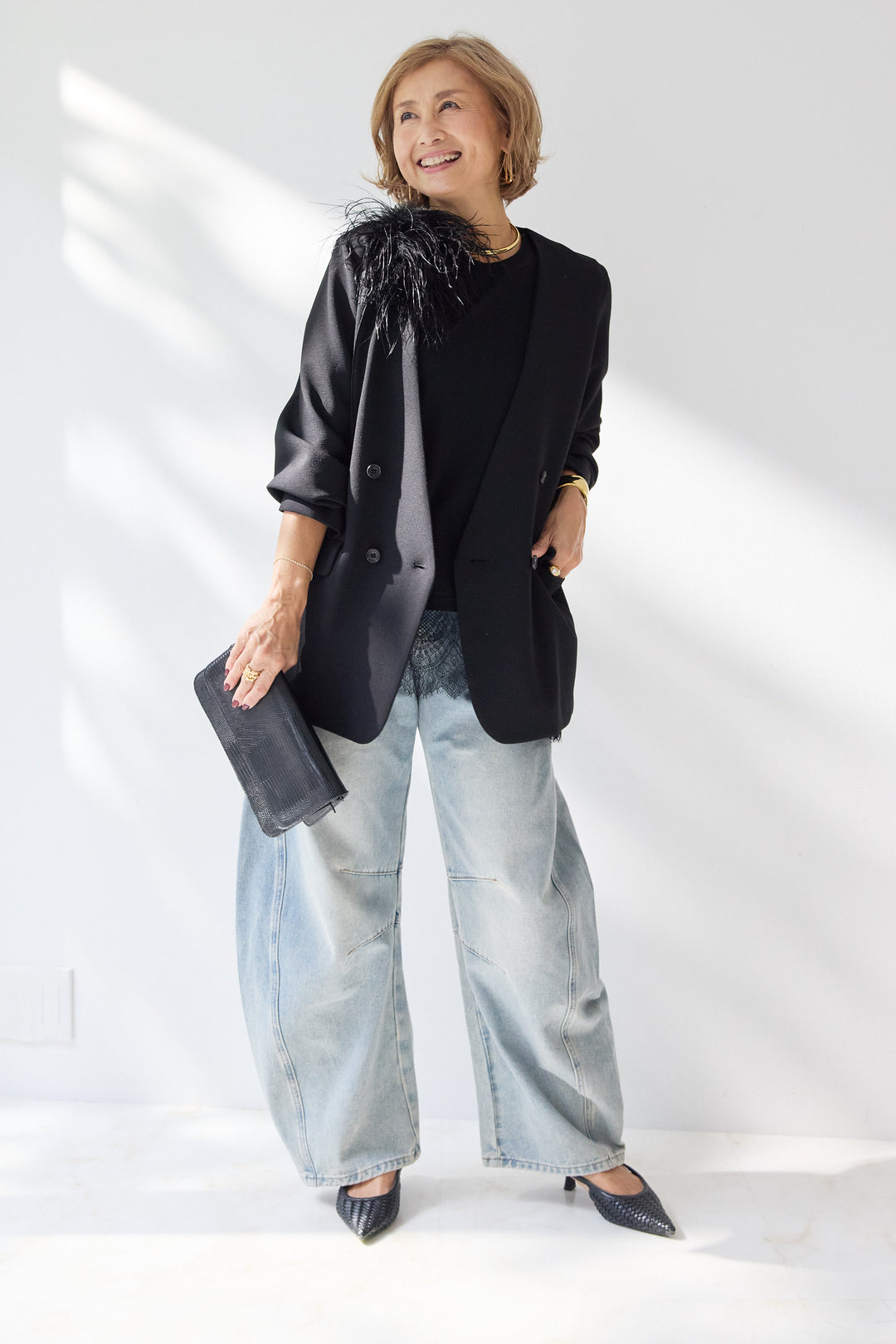 レース切替カットソー