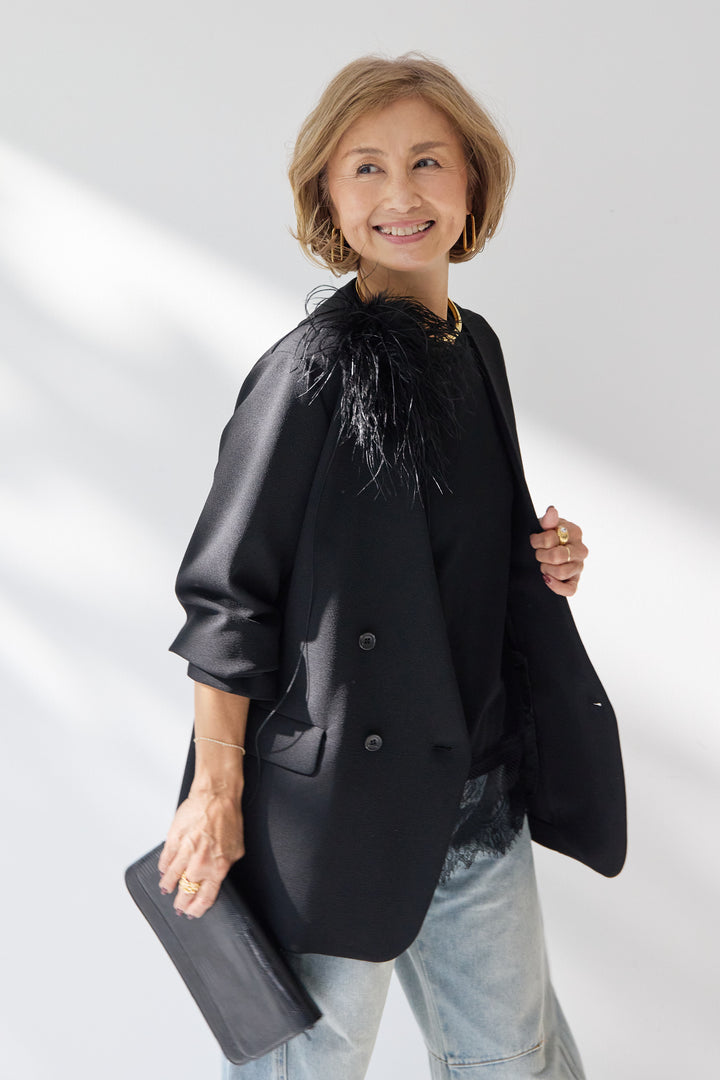 レース切替カットソー