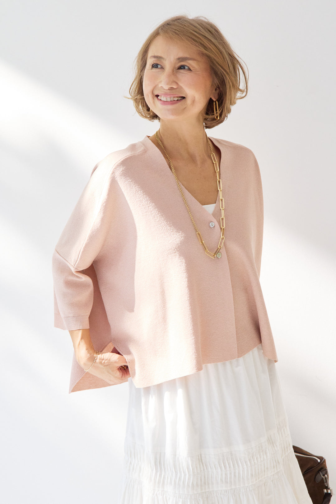 [SET]ウォッシャブルサラッとラメカーディガン+キャンブリックタックギャザースカート(2set)