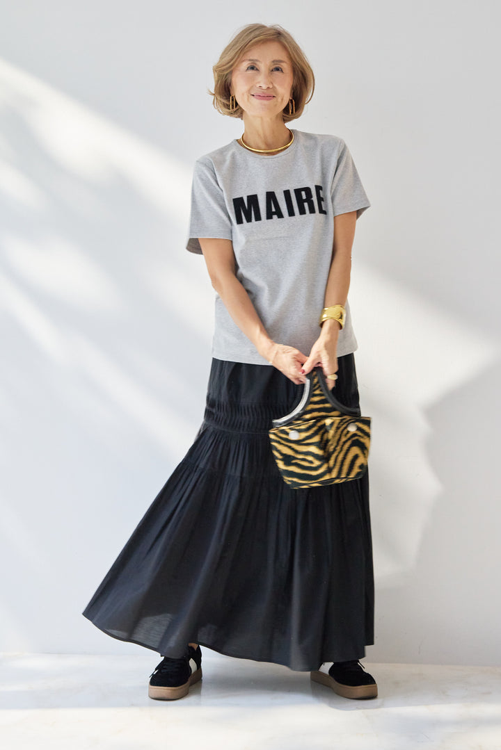 [SET]MAIRE フロッキーロゴTシャツ+キャンブリックタックギャザースカート(2set)