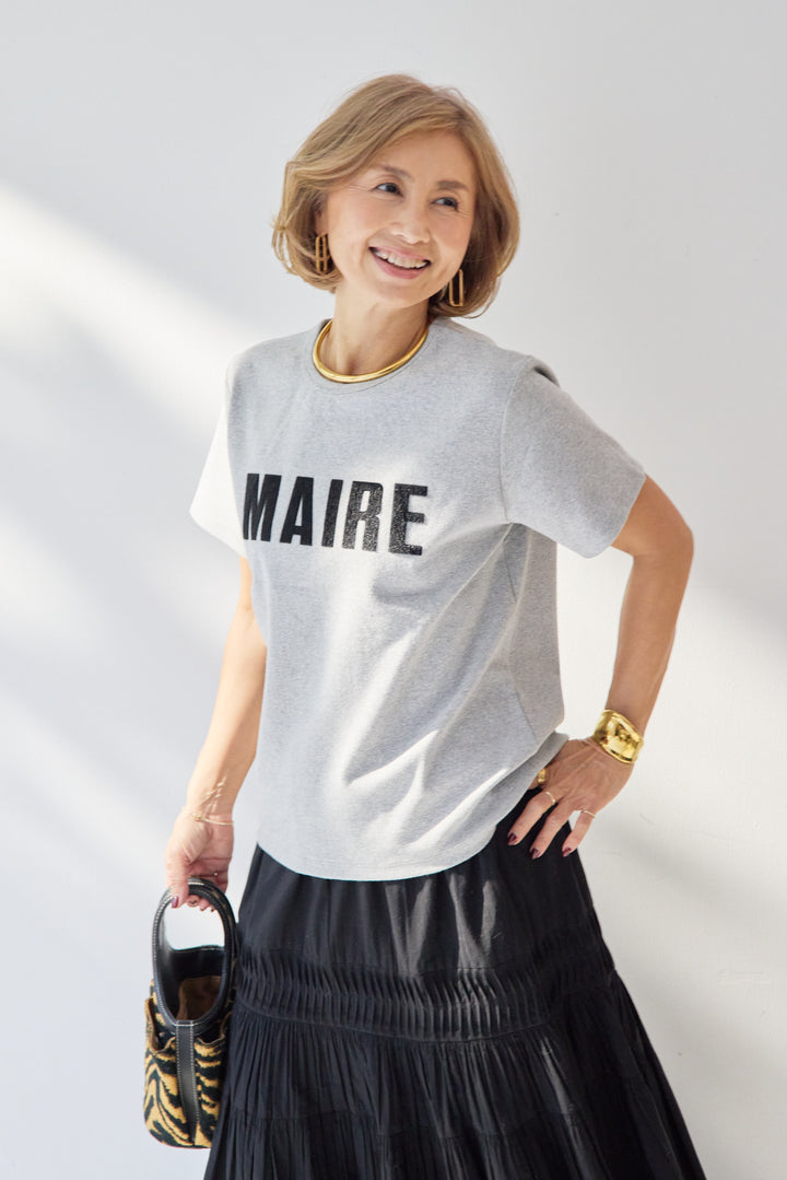 [SET]MAIRE フロッキーロゴTシャツ+キャンブリックタックギャザースカート(2set)