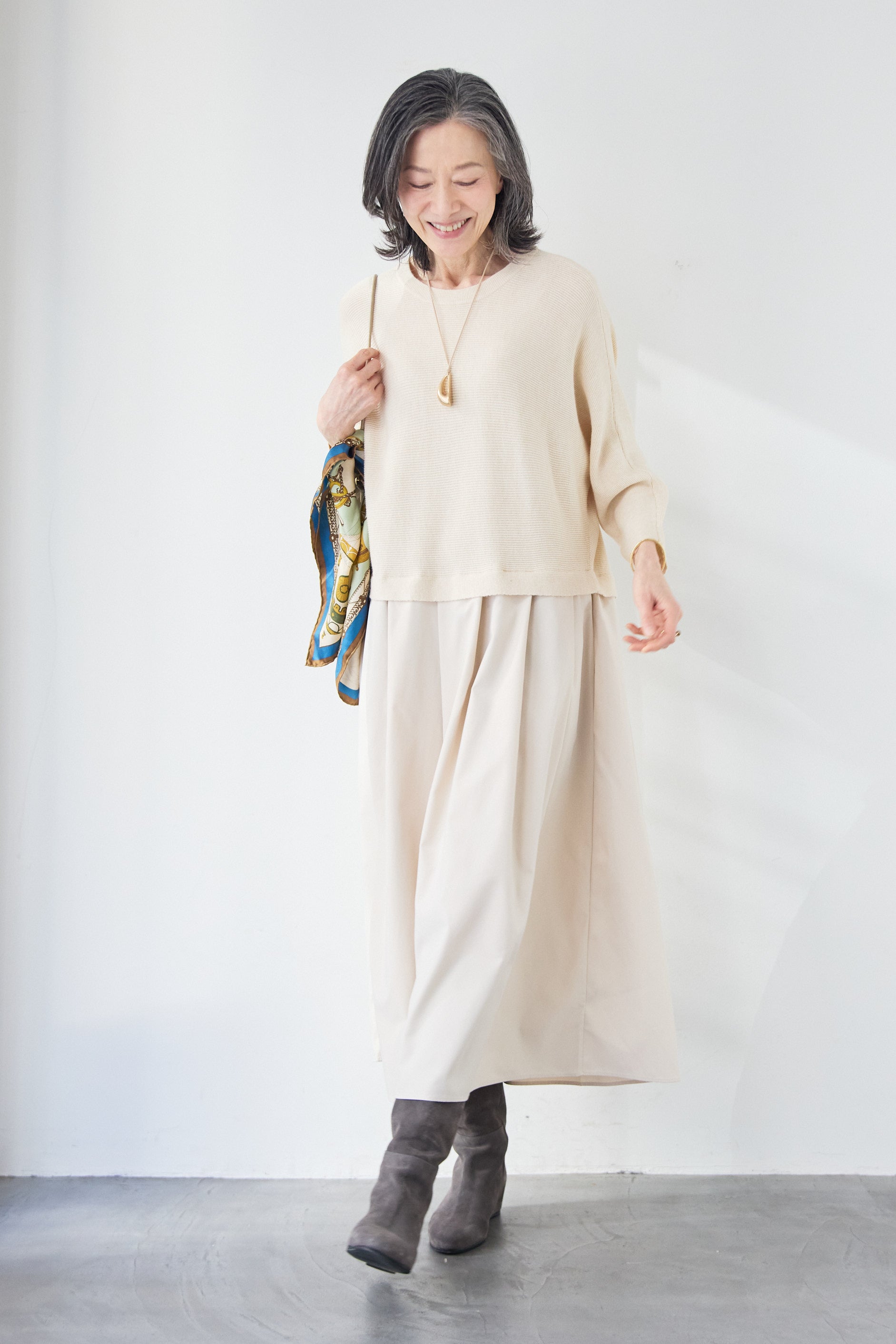 レイヤード風・異素材ドッキングラインワンピース – plusotoha