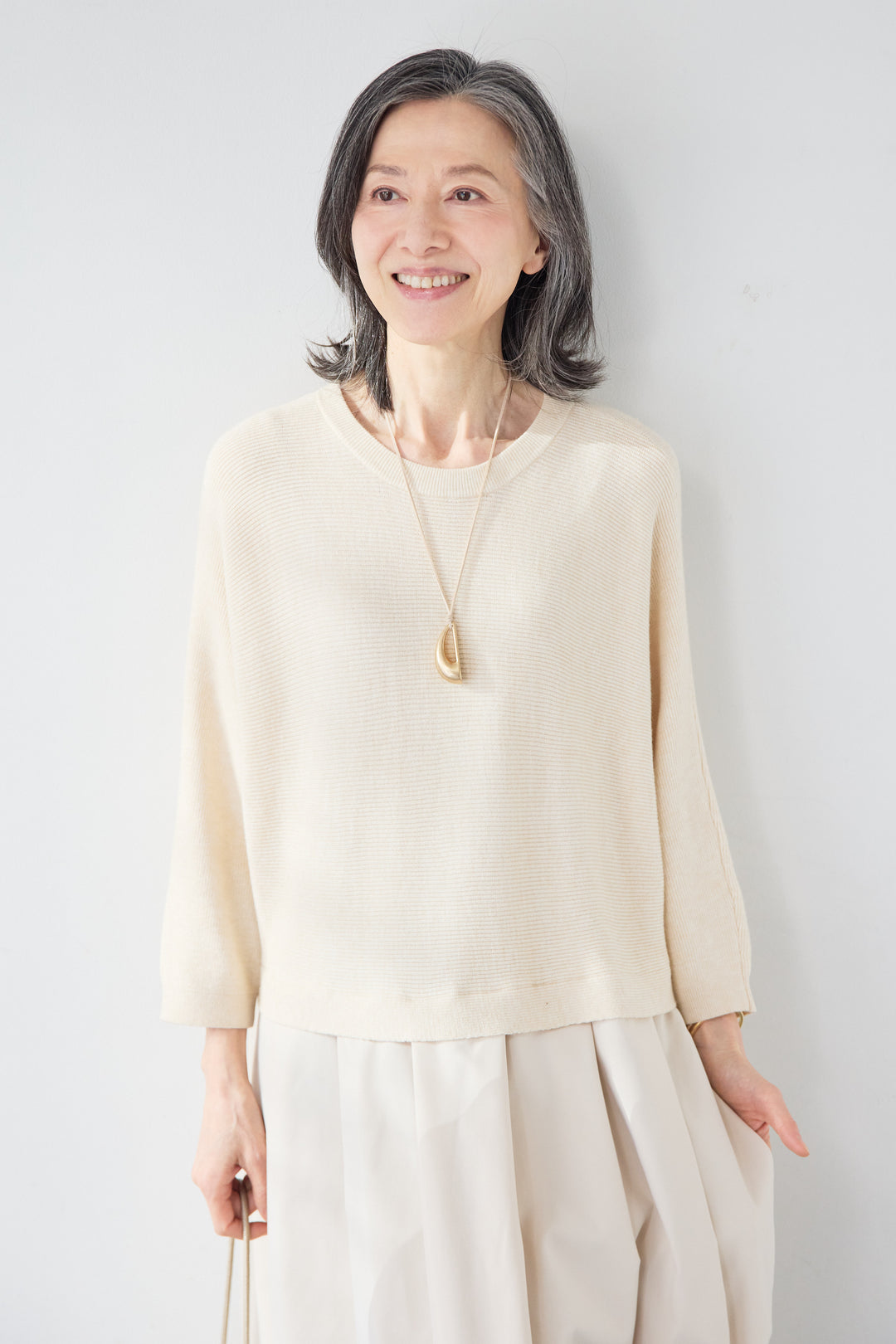 レイヤード風・異素材ドッキングラインワンピース