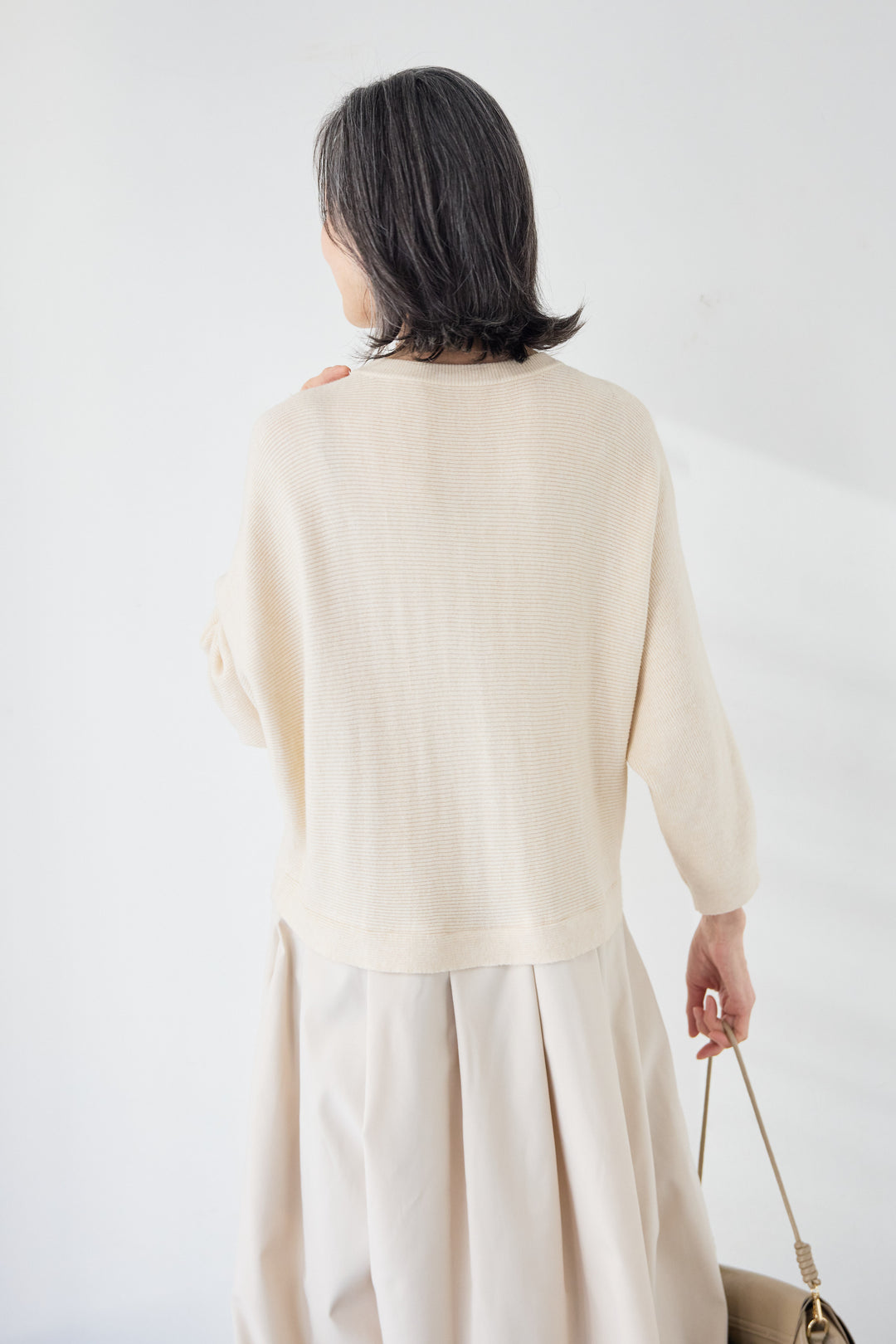 レイヤード風・異素材ドッキングラインワンピース