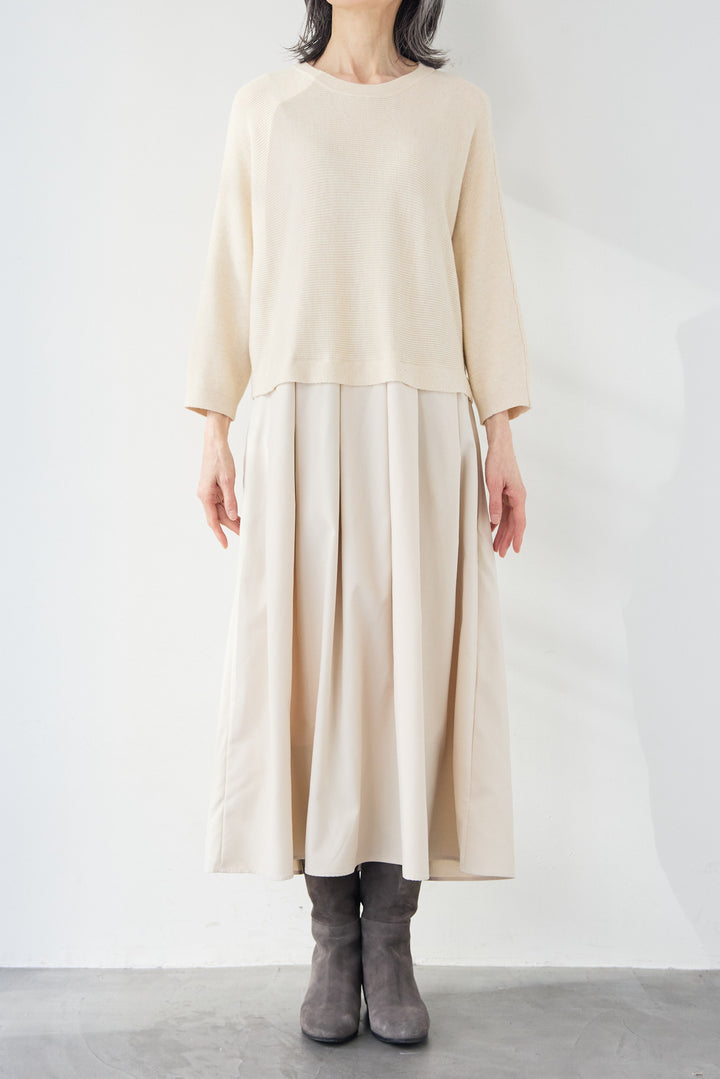 レイヤード風・異素材ドッキングラインワンピース