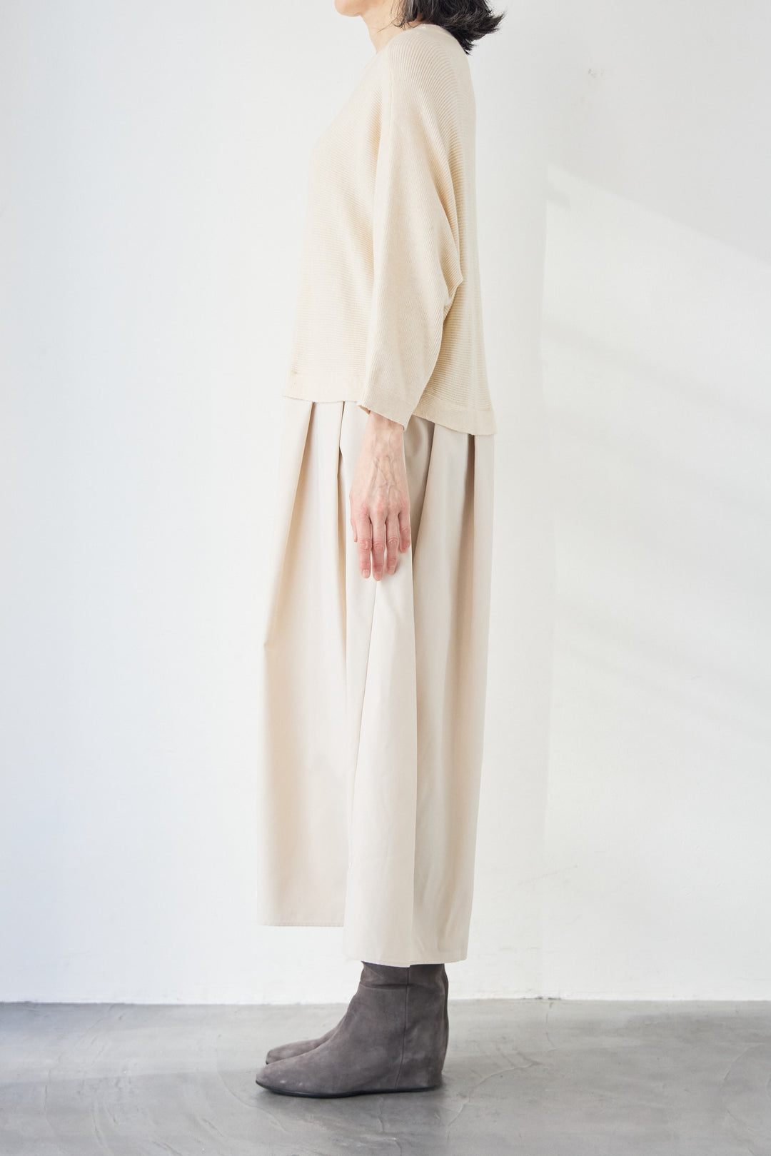 レイヤード風・異素材ドッキングラインワンピース