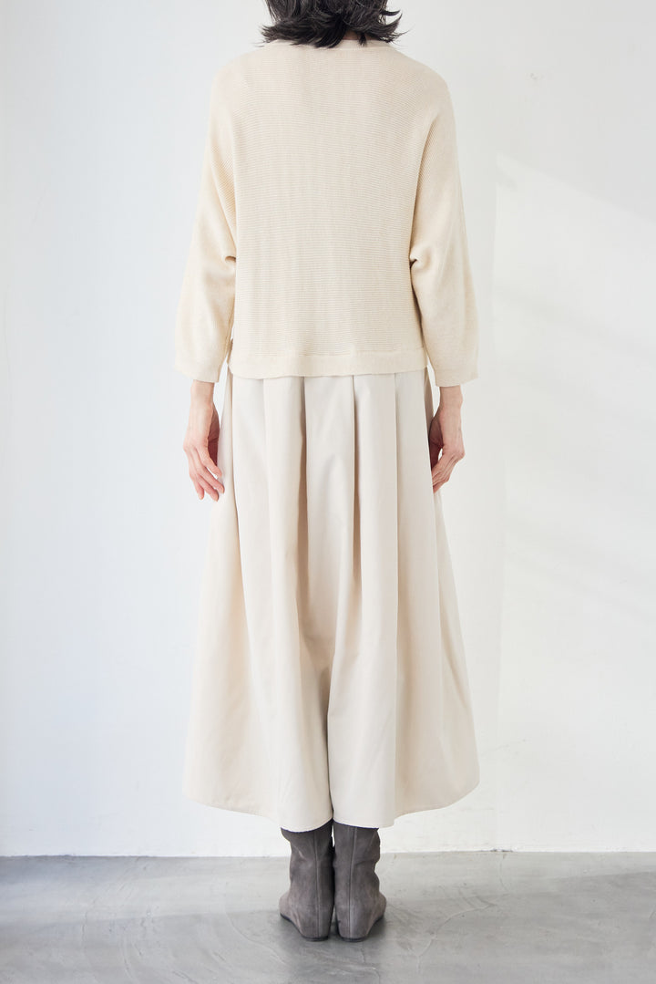 レイヤード風・異素材ドッキングラインワンピース