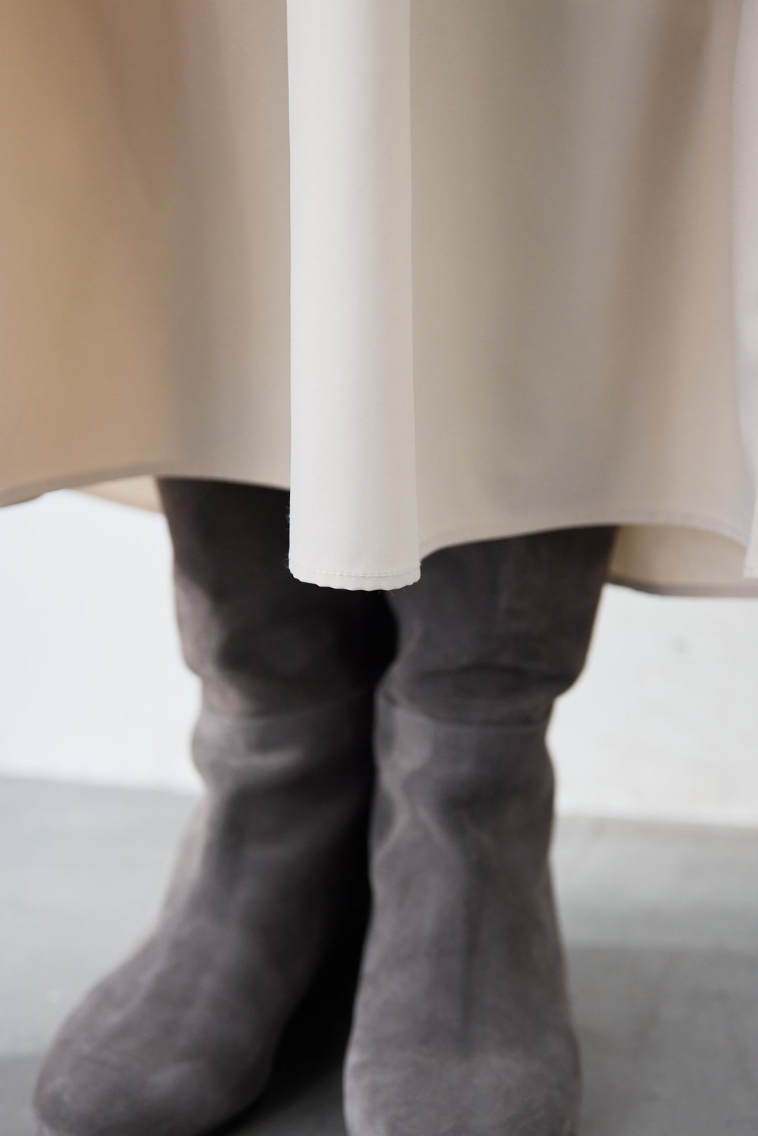 レイヤード風・異素材ドッキングラインワンピース