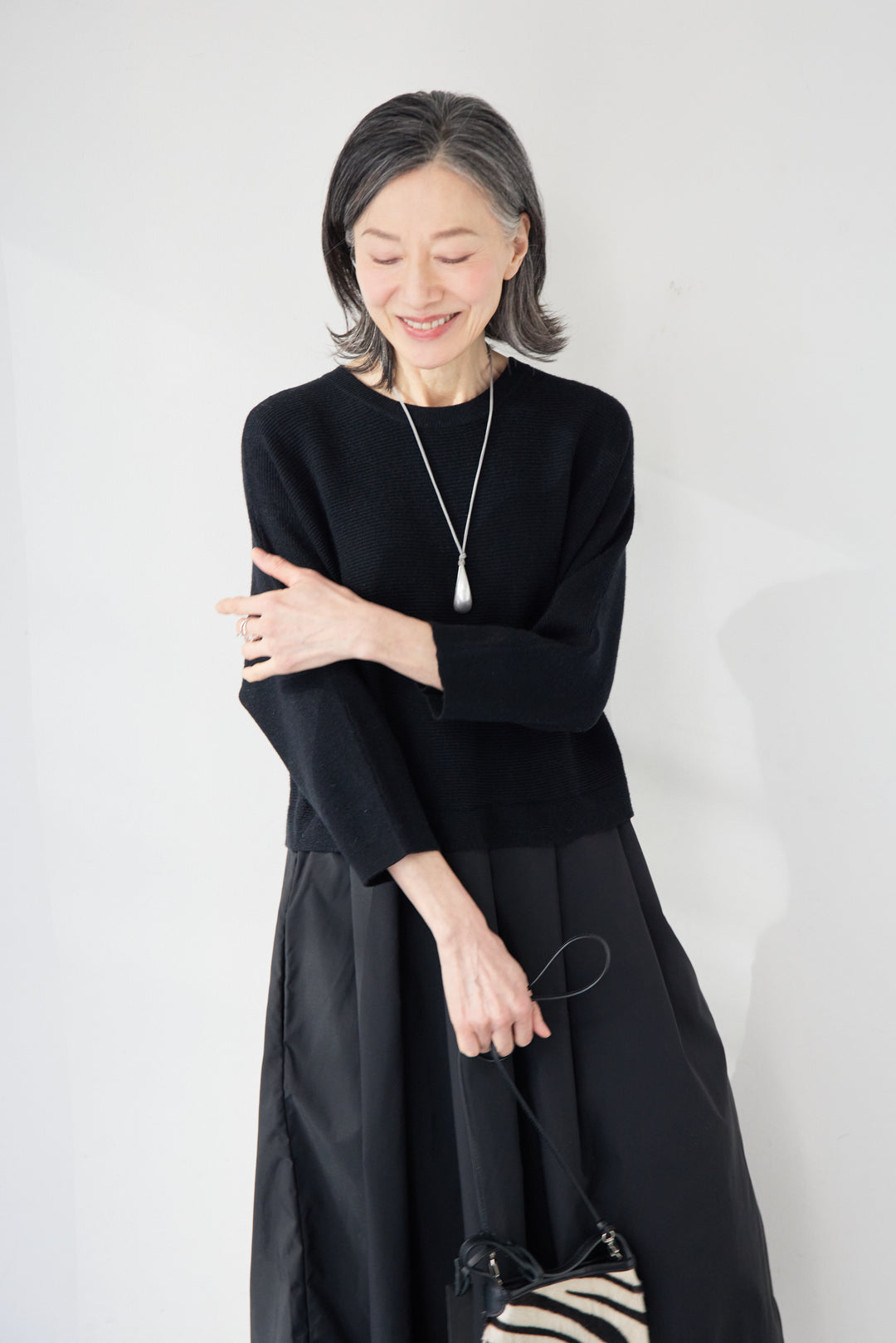 レイヤード風・異素材ドッキングラインワンピース