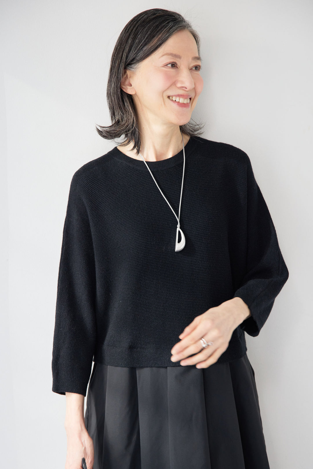 レイヤード風・異素材ドッキングラインワンピース