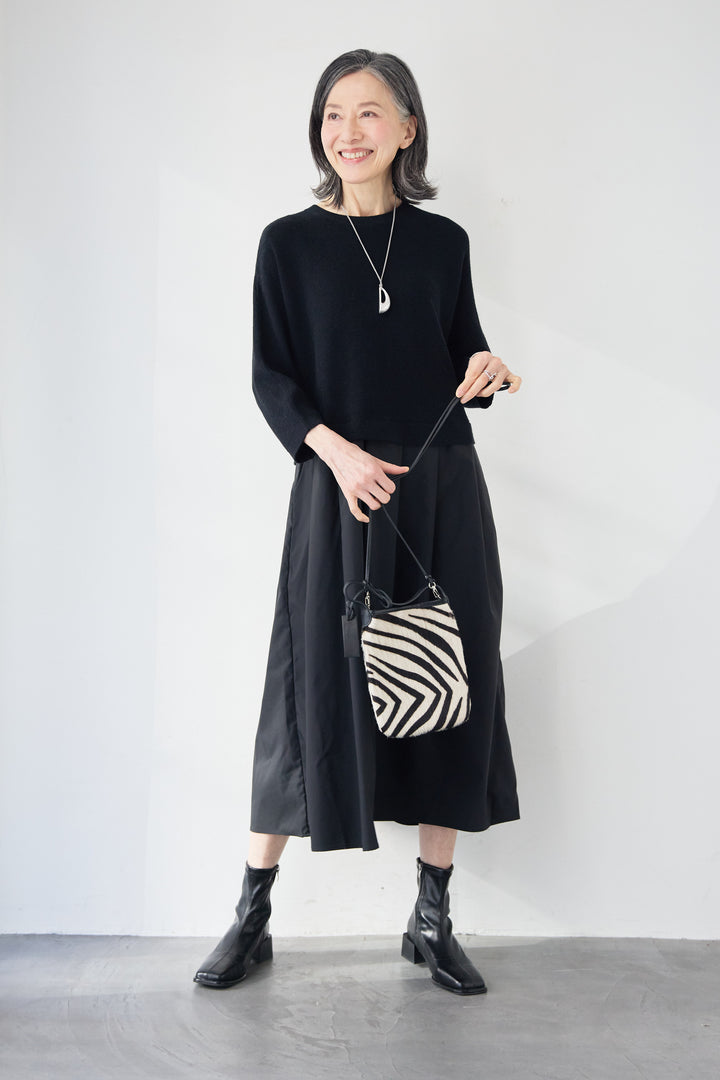 レイヤード風・異素材ドッキングラインワンピース