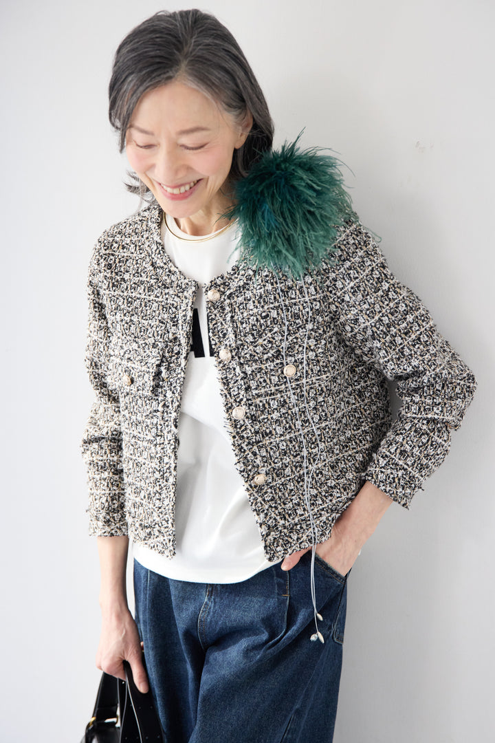 ボリュームマラボーファー コサージュ