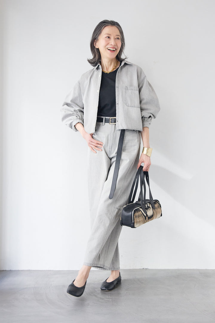 コットンデニム ボリュームスリーブ ブラウス（セットアップ対応）