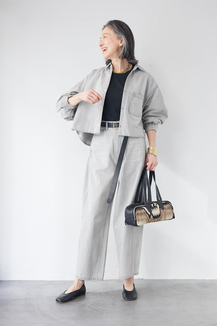 コットンデニム ボリュームスリーブ ブラウス（セットアップ対応）