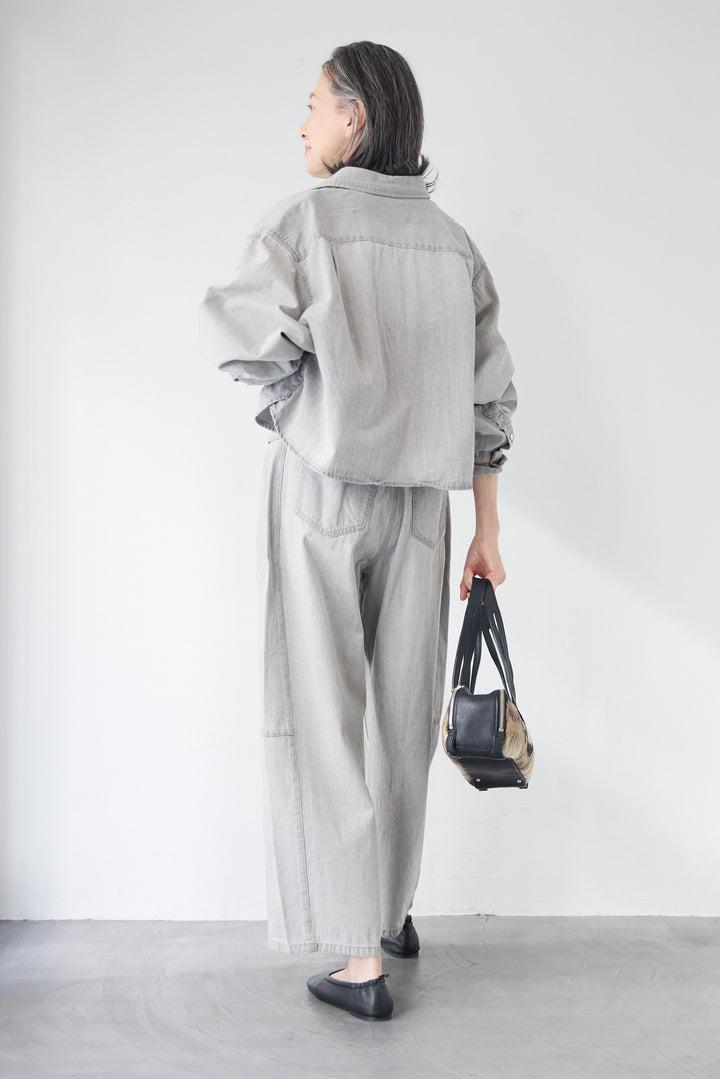 [SET]コットンデニム ボリュームスリーブ ブラウス（セットアップ対応）+リラックス・コクーンワイド デニム（セットアップ対応）(2set)