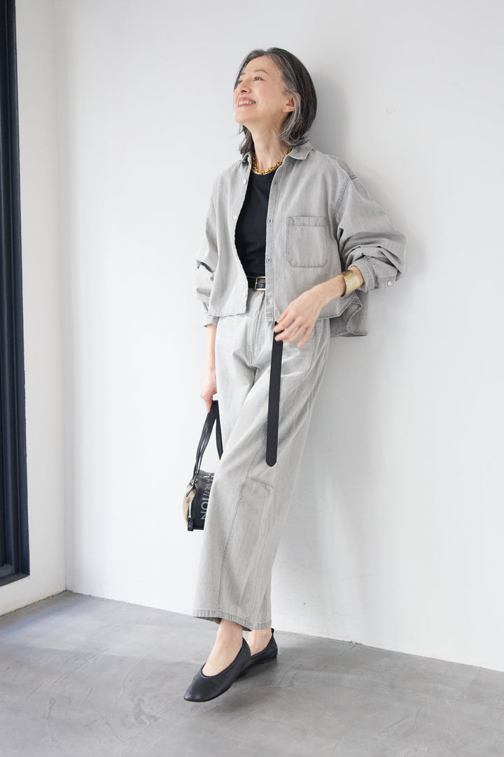 コットンデニム ボリュームスリーブ ブラウス（セットアップ対応）