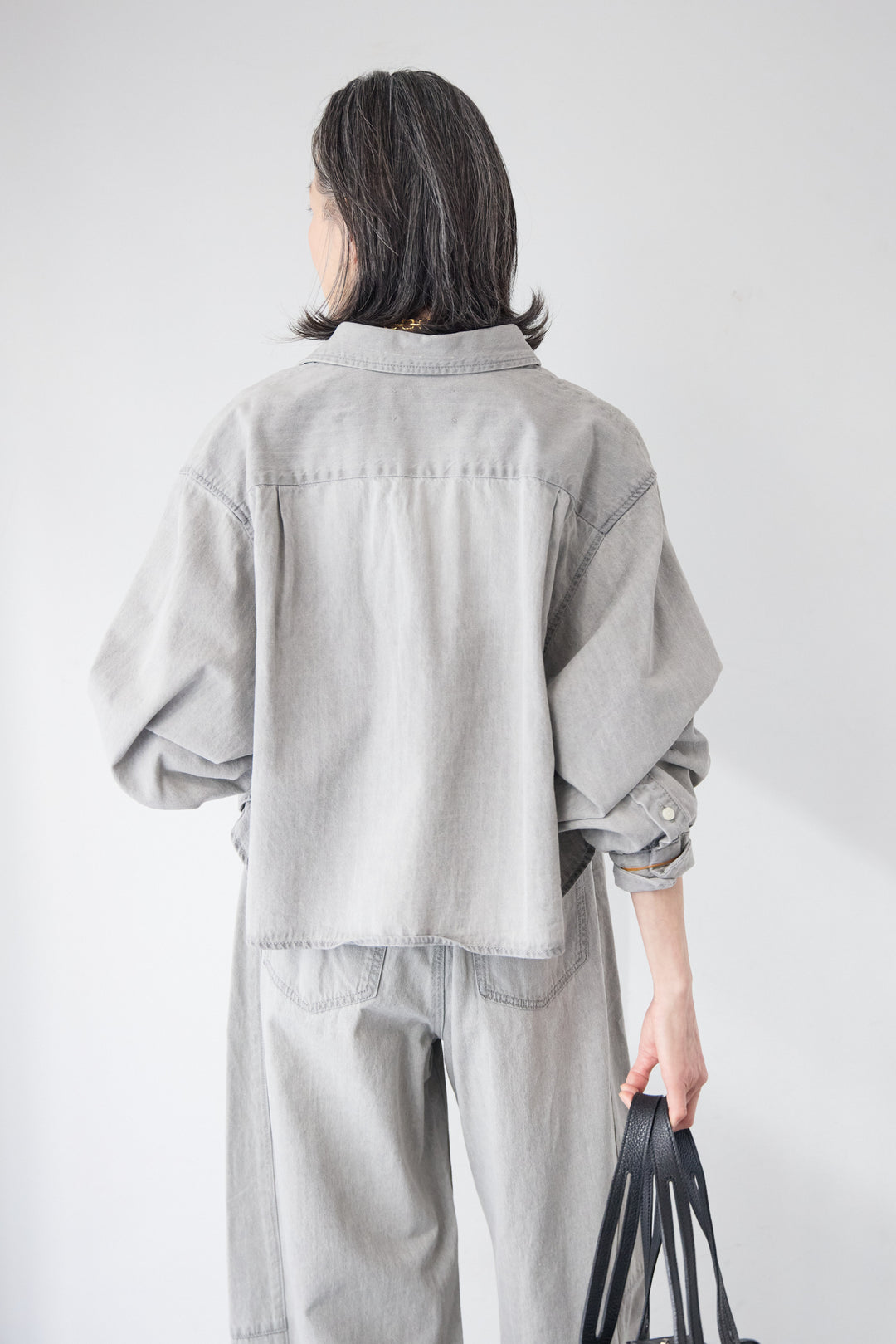 [SET]コットンデニム ボリュームスリーブ ブラウス（セットアップ対応）+リラックス・コクーンワイド デニム（セットアップ対応）(2set)