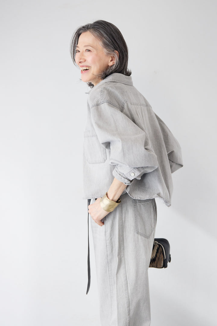 コットンデニム ボリュームスリーブ ブラウス（セットアップ対応）