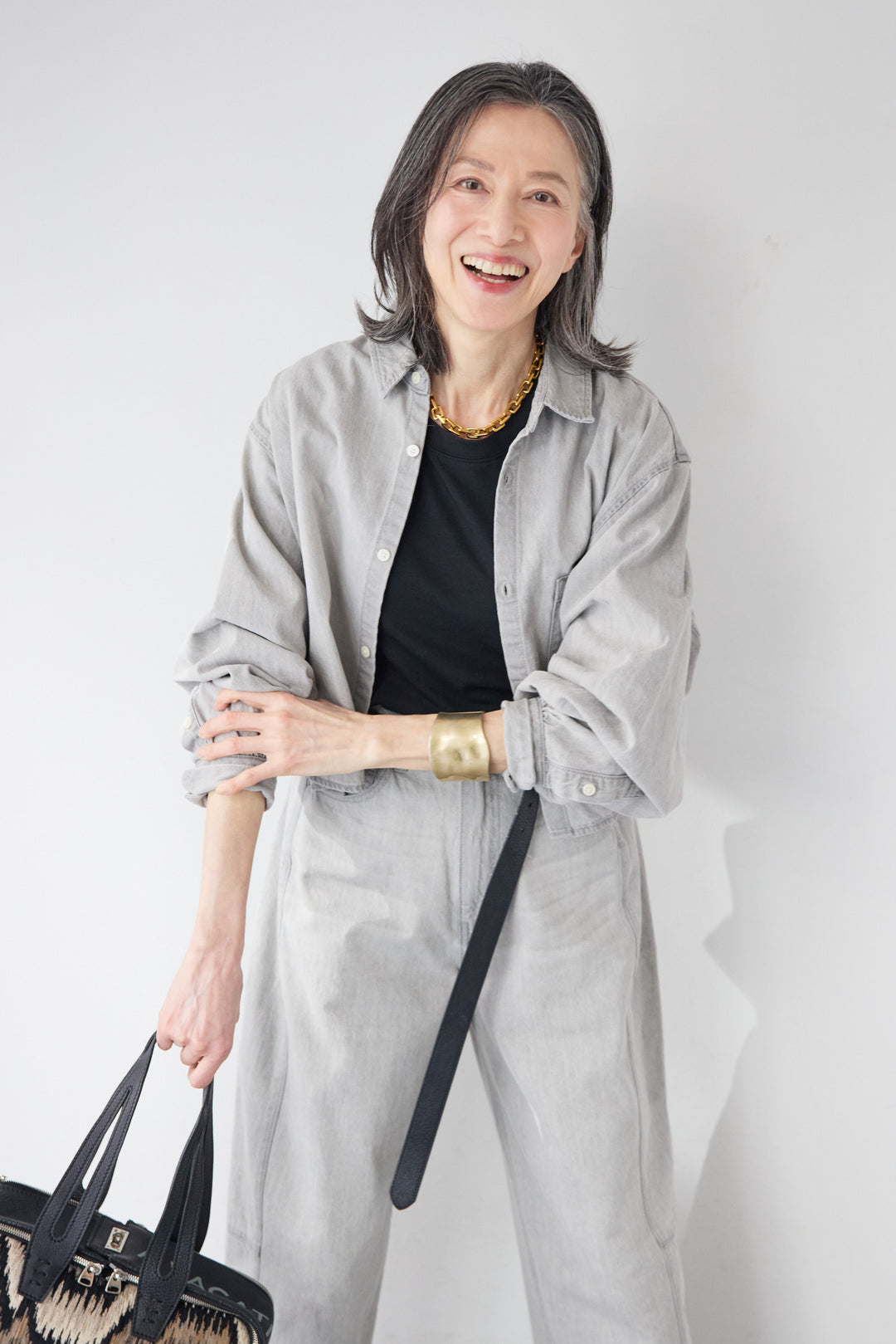 [SET]コットンデニム ボリュームスリーブ ブラウス（セットアップ対応）+リラックス・コクーンワイド デニム（セットアップ対応）(2set)