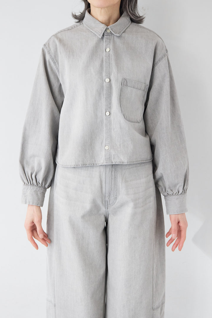 コットンデニム ボリュームスリーブ ブラウス（セットアップ対応）