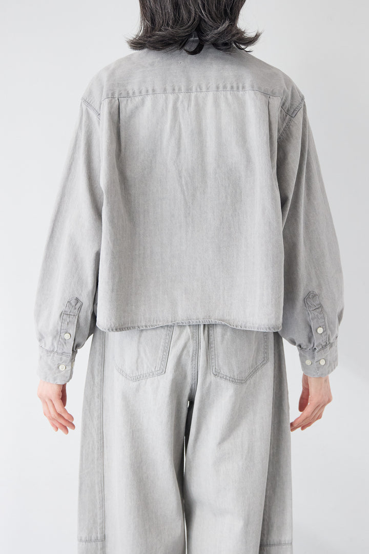 [SET]コットンデニム ボリュームスリーブ ブラウス（セットアップ対応）+リラックス・コクーンワイド デニム（セットアップ対応）(2set)