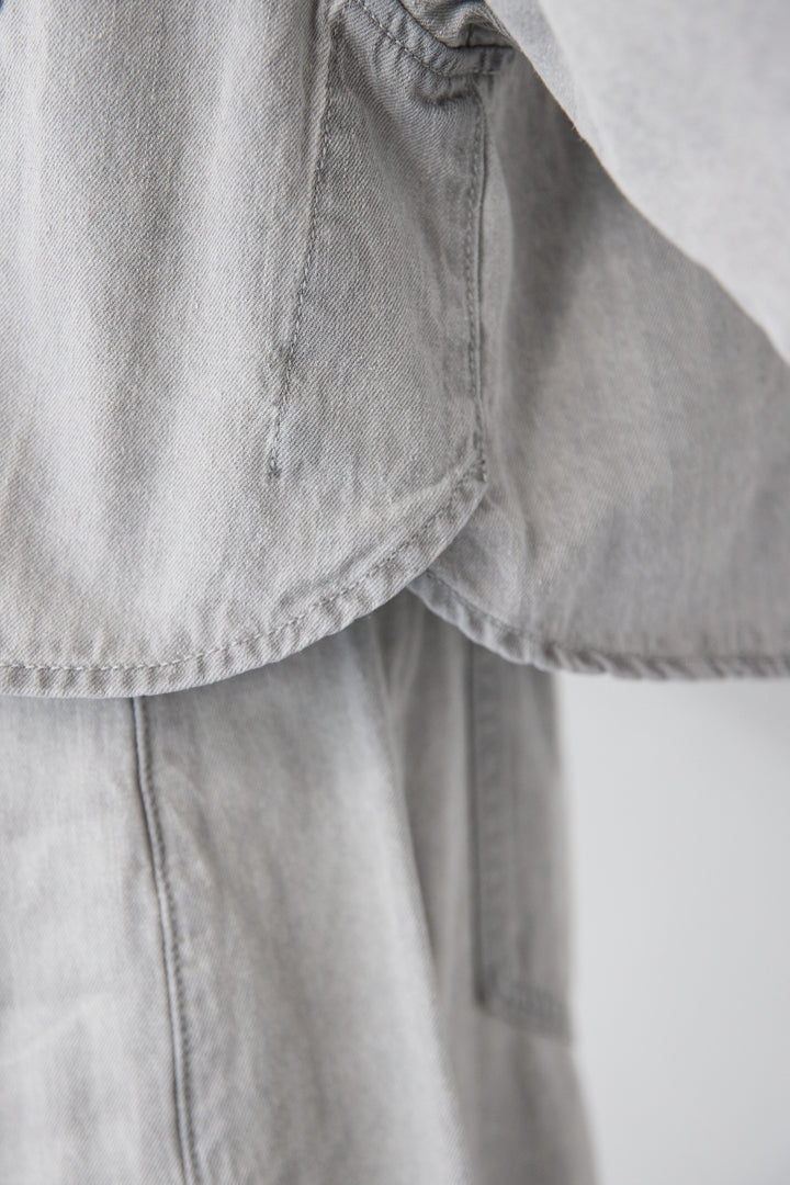 [SET]コットンデニム ボリュームスリーブ ブラウス（セットアップ対応）+ソフトタッチ・クルーネックTシャツ+リラックス・コクーンワイド デニム（セットアップ対応）(3set)