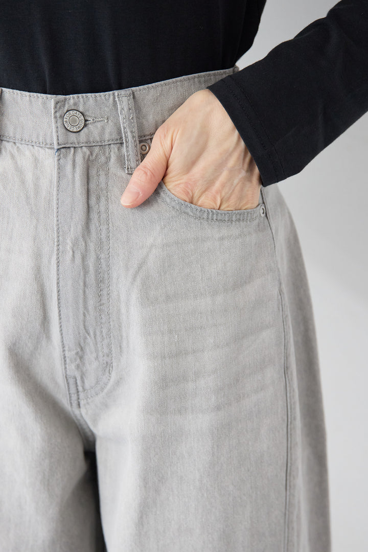 [SET]コットンデニム ボリュームスリーブ ブラウス（セットアップ対応）+ソフトタッチ・クルーネックTシャツ+リラックス・コクーンワイド デニム（セットアップ対応）(3set)