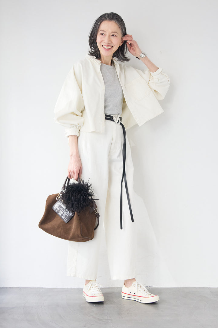 [SET]コットンデニム ボリュームスリーブ ブラウス（セットアップ対応）+リラックス・コクーンワイド デニム（セットアップ対応）(2set)