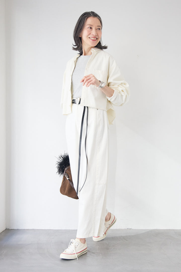 コットンデニム ボリュームスリーブ ブラウス（セットアップ対応）