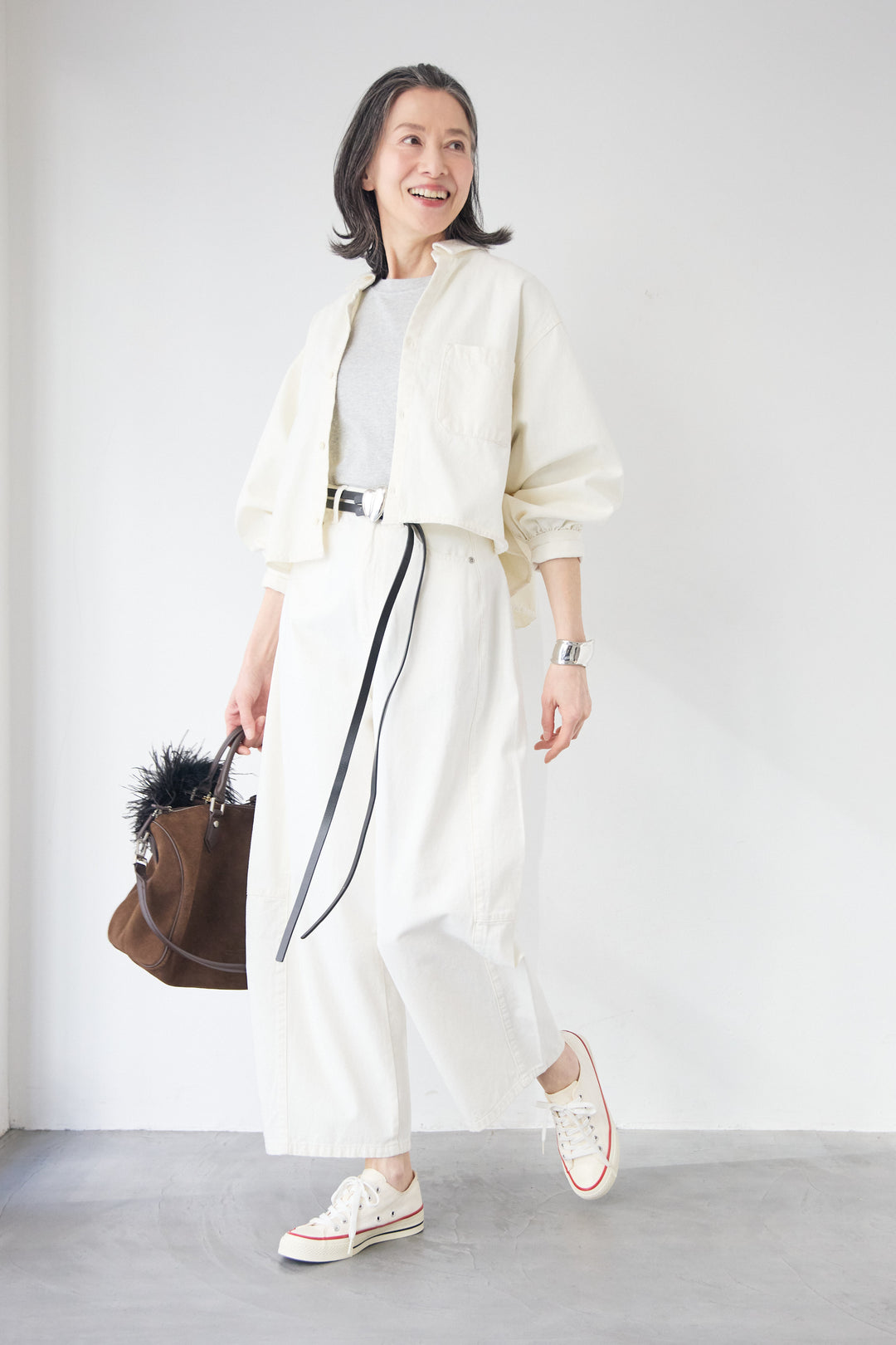 [SET]コットンデニム ボリュームスリーブ ブラウス（セットアップ対応）+リラックス・コクーンワイド デニム（セットアップ対応）(2set)