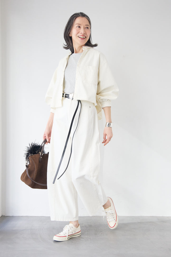 [SET]コットンデニム ボリュームスリーブ ブラウス（セットアップ対応）+リラックス・コクーンワイド デニム（セットアップ対応）(2set)