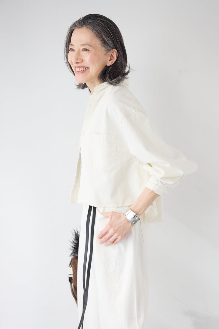 コットンデニム ボリュームスリーブ ブラウス（セットアップ対応）