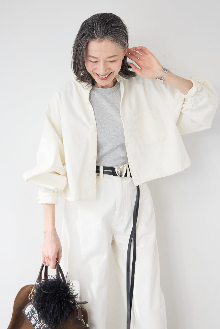 コットンデニム ボリュームスリーブ ブラウス（セットアップ対応）