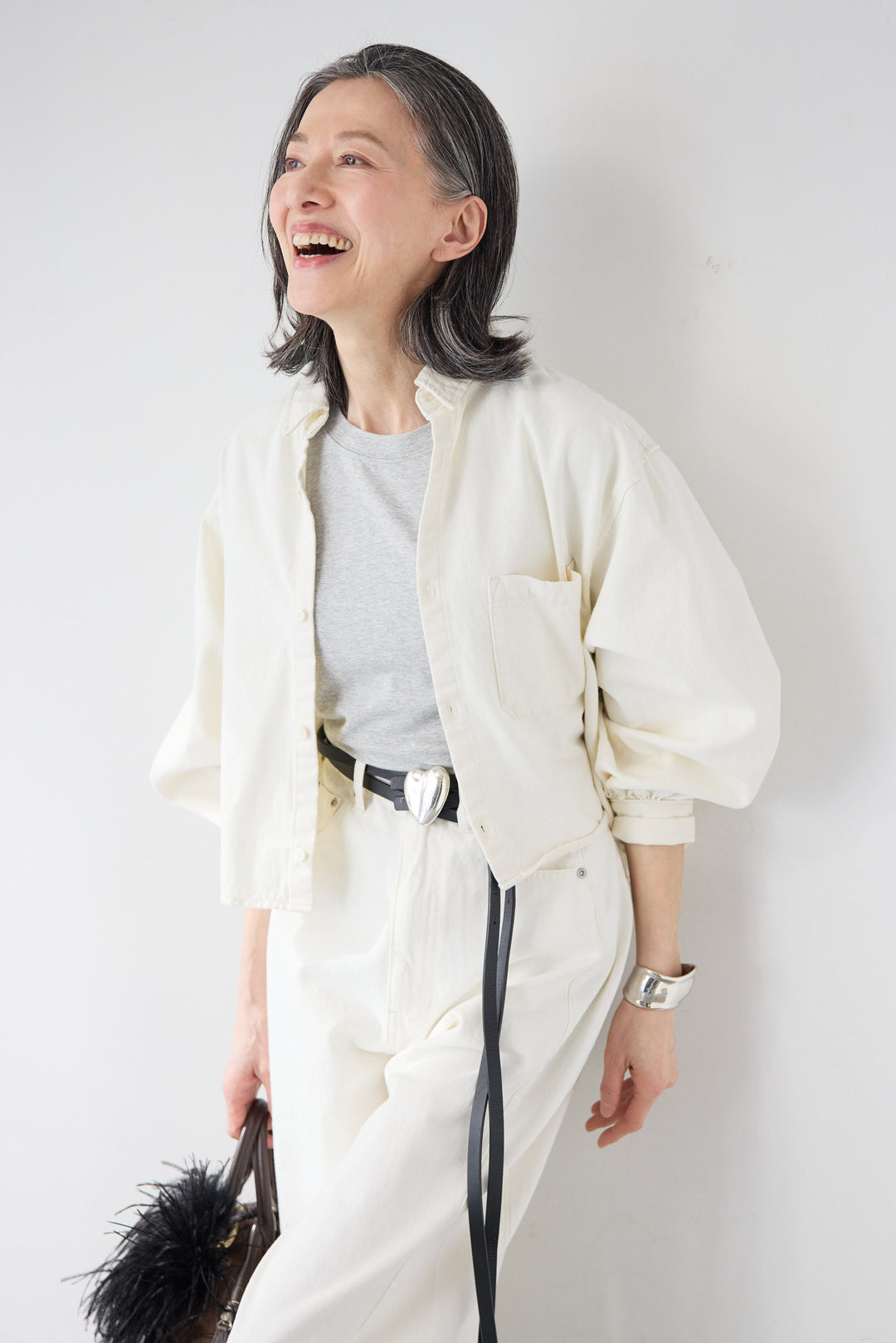 [SET]コットンデニム ボリュームスリーブ ブラウス（セットアップ対応）+リラックス・コクーンワイド デニム（セットアップ対応）(2set)