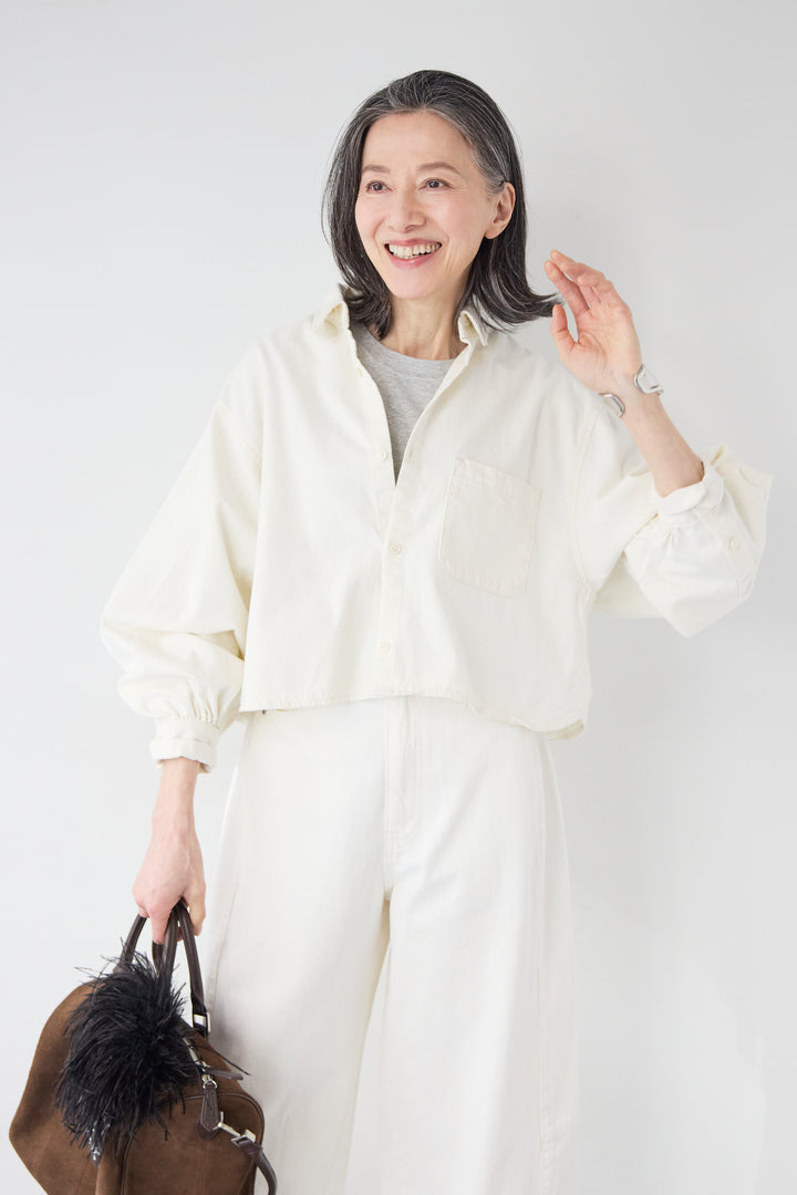 コットンデニム ボリュームスリーブ ブラウス（セットアップ対応）