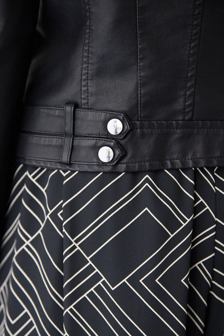 エコスムースレザー スタンドカラー ライダースジャケット