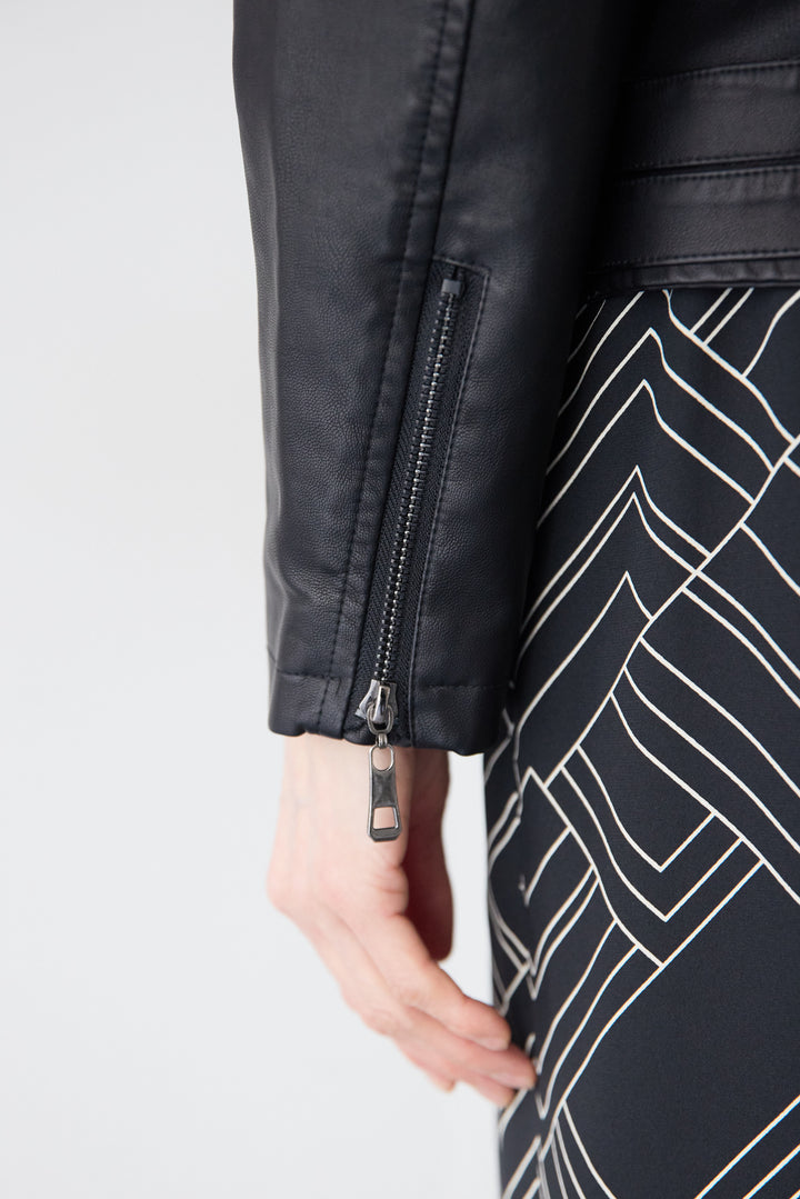 エコスムースレザー スタンドカラー ライダースジャケット