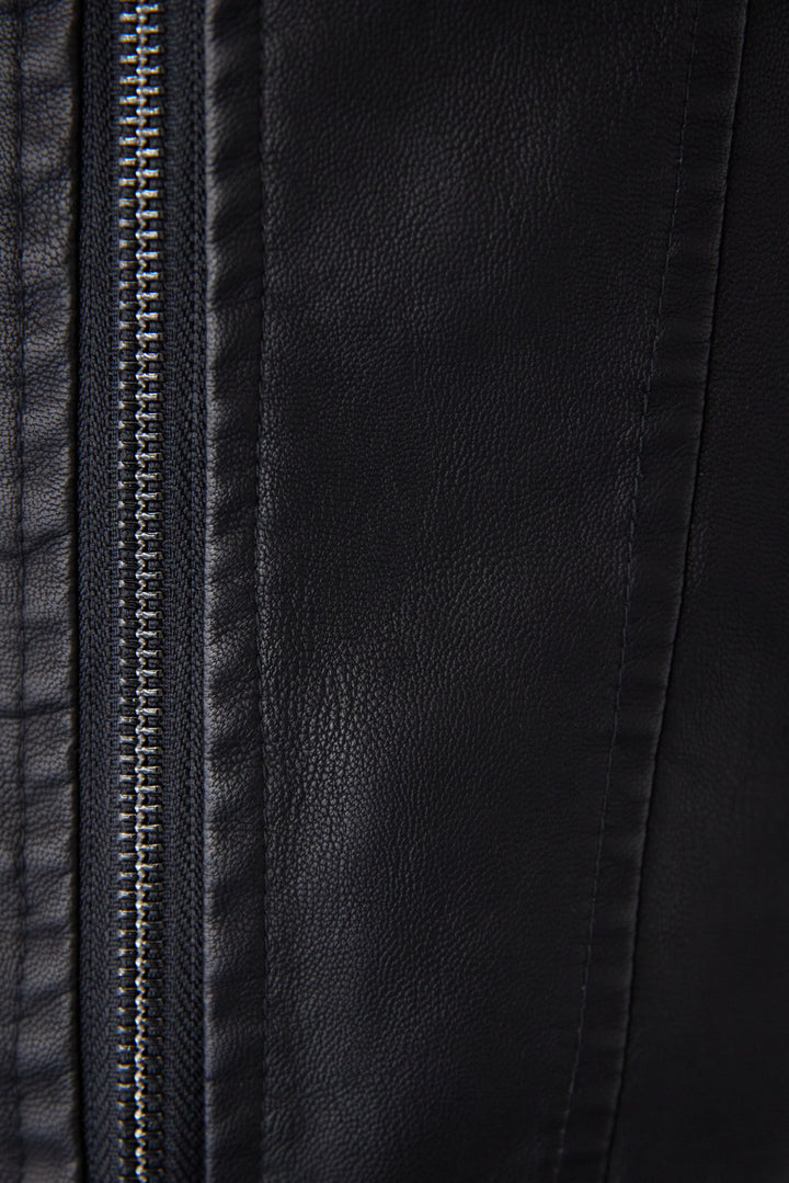 エコスムースレザー スタンドカラー ライダースジャケット