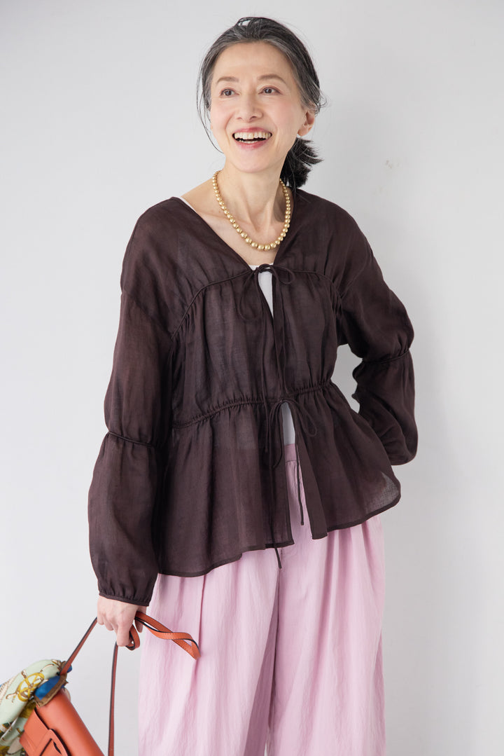 エアリーリネン・ドロストギャザーブラウス