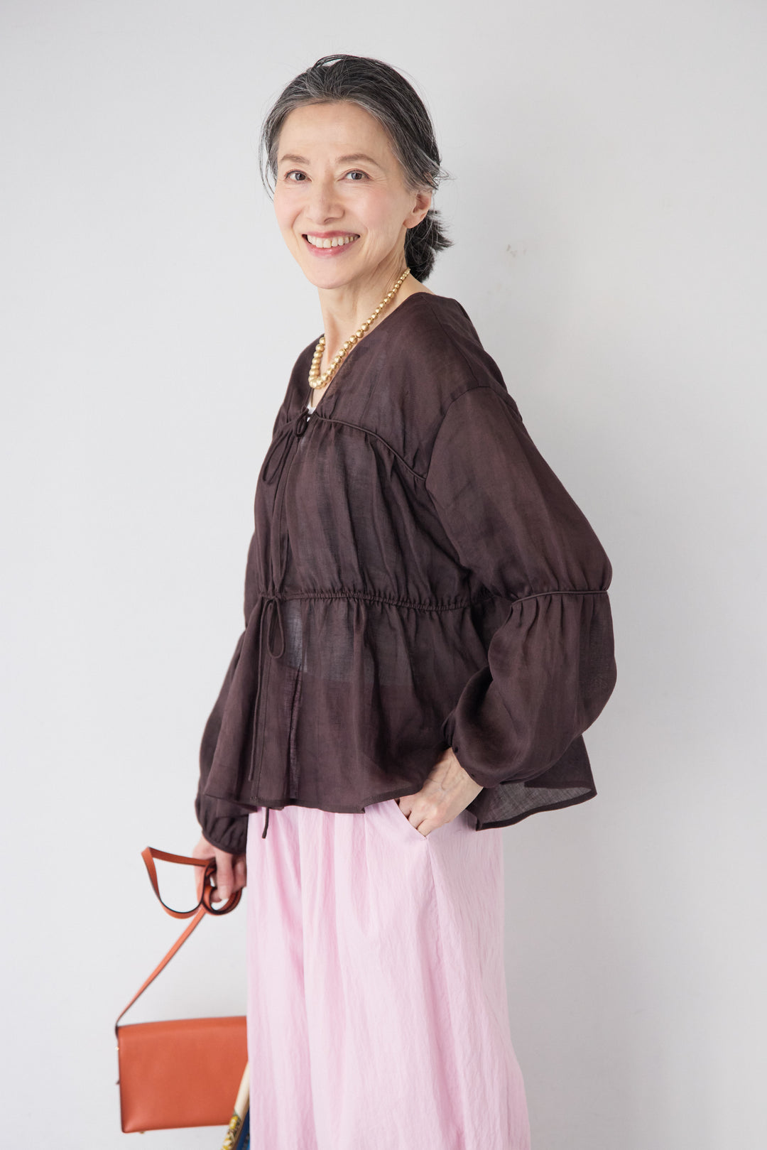エアリーリネン・ドロストギャザーブラウス