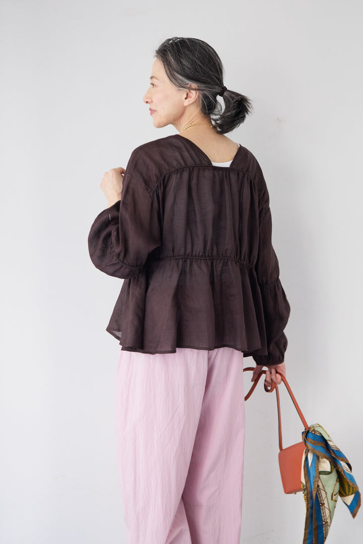 エアリーリネン・ドロストギャザーブラウス