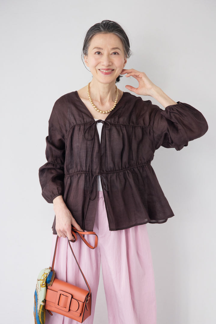 エアリーリネン・ドロストギャザーブラウス