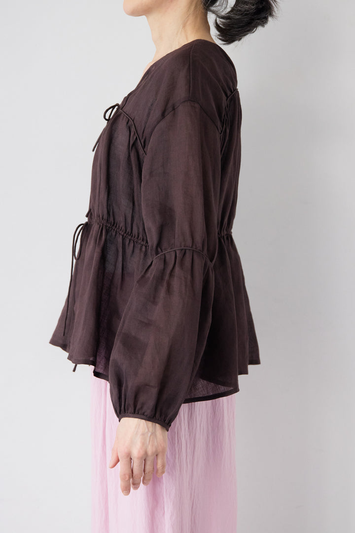 エアリーリネン・ドロストギャザーブラウス