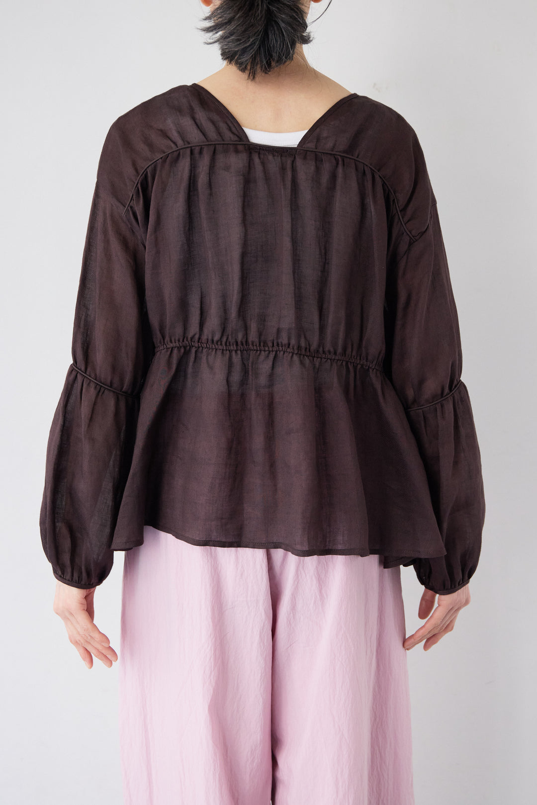 エアリーリネン・ドロストギャザーブラウス