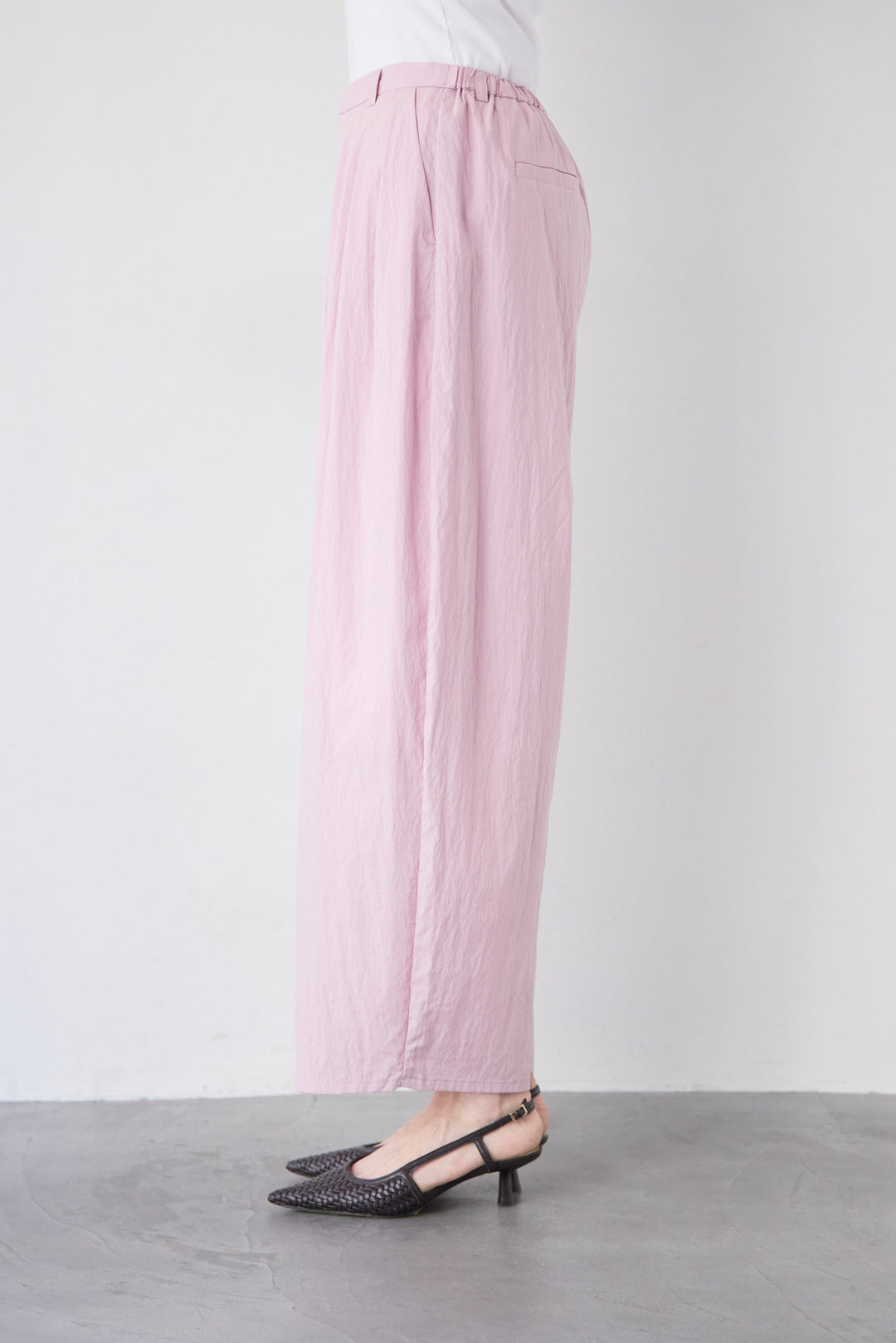 [SET]エアリーリネン・ドロストギャザーブラウス+エアリーワッシャー・ボリュームワイドパンツ(2set)