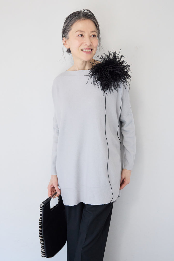 ボートネック・ドルマン・オーバーサイズプルオーバー