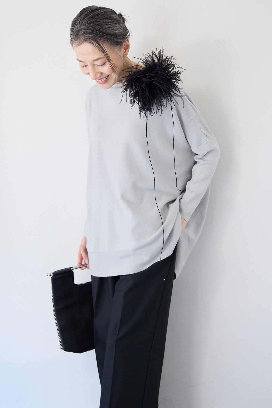 ボートネック・ドルマン・オーバーサイズプルオーバー