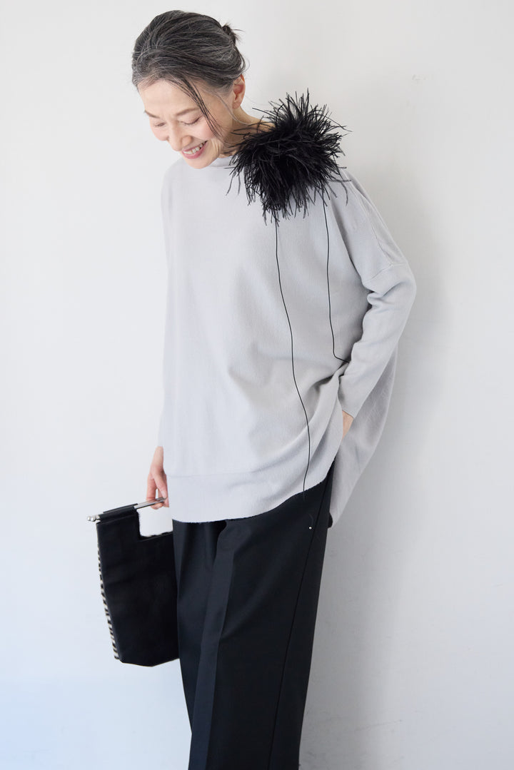 ボートネック・ドルマン・オーバーサイズプルオーバー